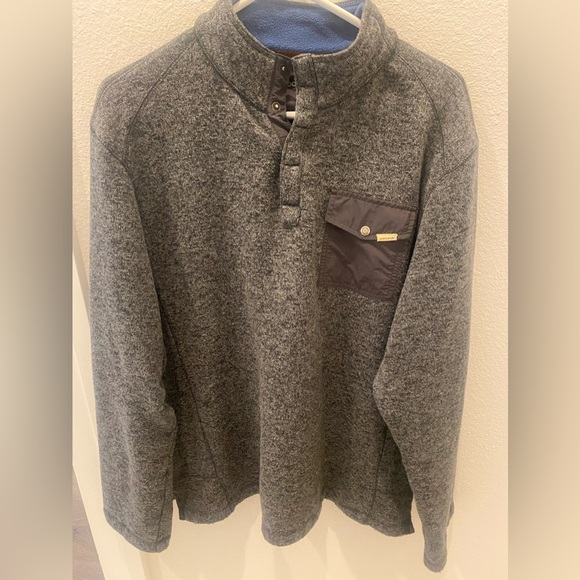 Woolrich Mens Knit Pullover Long Sleeve Grey Sweater Snap front Size XL - Picture 1 of 11